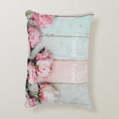 オリジナルテキスト 素敵なペイントの木製 牧歌的な花 アクセントクッション (裏面(縦))