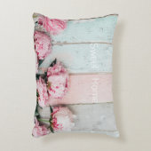 オリジナルテキスト 素敵なペイントの木製 牧歌的な花 アクセントクッション (正面(垂直))