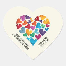 オリジナルテキスト、虹、ハート型カスタムステッカー ハートシール