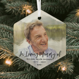 オリジナルテキスト 記念 シンプル ブラック スクリプト 1 枚の写真 ガラスオーナメント