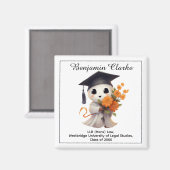 🎓 オリジナルテキスト Chibi 卒業式デザイン マグネット (正面/裏面)