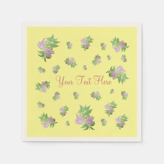 オリジナルデザインかわいらしピンク花 スタンダードカクテルナプキン (正面)