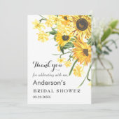 オリジナルデザインのひまわりウォーターカラー ブライダルシャワーお礼カード サンキューカード (スタンド正面)