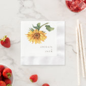 オリジナルデザインのひまわり ゴールド文字 ウェディングコイン 縁ありカクテルナプキン (インサイチュ)