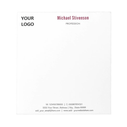 オリジナルデザインのカスタムビジネスノートテンプレート ノートパッド (正面)