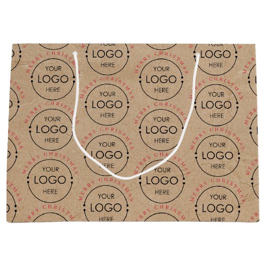 オリジナルデザインのクリスマスカード Kraftビジネスロゴ ラージペーパーバッグ (正面)