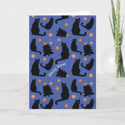 オリジナルデザインのクリスマス猫カード カード (正面)