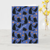 オリジナルデザインのクリスマス猫カード カード (黄色い花)