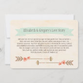 オリジナルデザインのサンゴピンクのドリームキャッチャー・セーブ・ザ・デート セーブザデート (裏面)