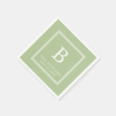 オリジナルデザインのサージェントグリーンの結婚式用ペーパーナプキン スタンダードカクテルナプキン (角)