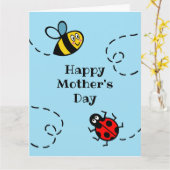 オリジナルデザインのハチとコバチの母の日カー カード (黄色い花)