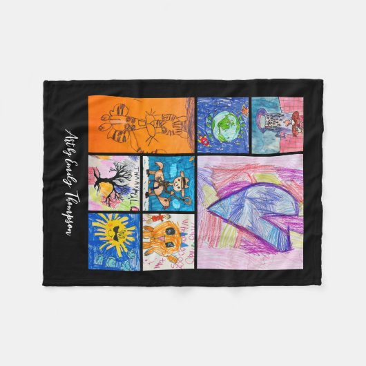 オリジナルデザインのフォトキッズアート記念品 フリースブランケット (正面(横))