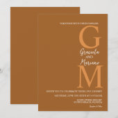 オリジナルデザインのボヘミアンテラコッタブラウンウェディング 招待状 (正面/裏面)
