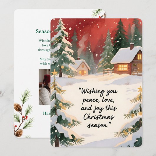 オリジナルデザインのヴィンテージスタイル ホリデーカード (正面/裏面)