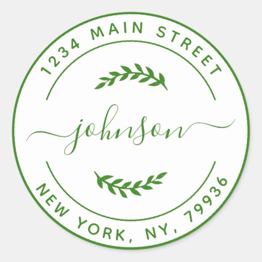 オリジナルデザインの丸型 返信先住所ラベル  スプリンググリーン ラウンドシール (正面)