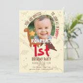 オリジナルデザインの恐竜のローリング 1歳の誕生日 招待状 (スタンド正面)