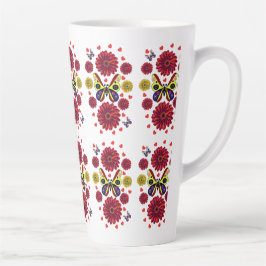 オリジナルデザインの春の蝶の花柄ギフト  カフェラテマグ