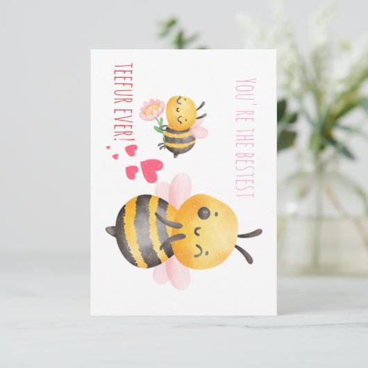 オリジナルデザインの水彩画のハチの先生への感謝のカード サンキューカード (スタンド正面)