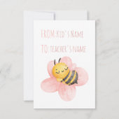 オリジナルデザインの水彩画のハチの先生への感謝のカード サンキューカード (裏面)