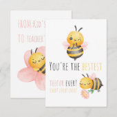 オリジナルデザインの水彩画のハチの先生への感謝のカード サンキューカード (正面/裏面)