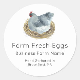 オリジナルデザインの水彩画風 たまごカートンラベル（ニワトリの卵用） ラウンドシール