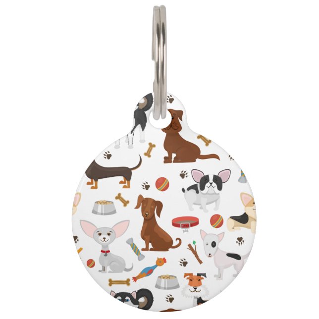 オリジナルデザインの犬とペット用タグ ペット　ネームタグ (正面)