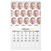 オリジナルデザインの顔 赤ちゃんまたは家族へのメモリアギフト カレンダー (2月 2026)