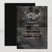 オリジナルデザインの2枚の写真を使ったコラージュのSave the Date 招待状 (正面/裏面)