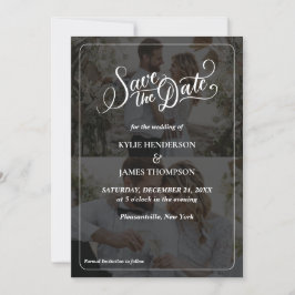 オリジナルデザインの2枚の写真を使ったコラージュのSave the Date 招待状