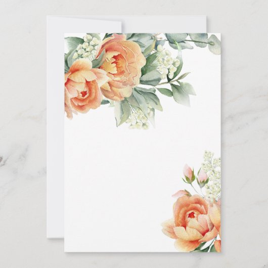 オリジナルデザインを追加 自由なルスティックコーラルフラワーグリーン 招待状 (正面)