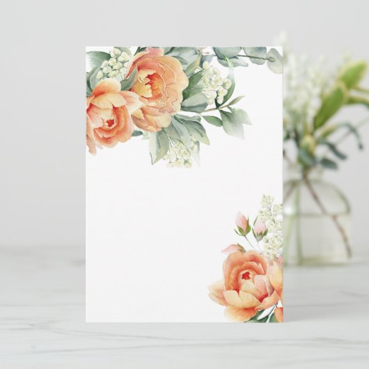 オリジナルデザインを追加 自由なルスティックコーラルフラワーグリーン 招待状 (スタンド正面)