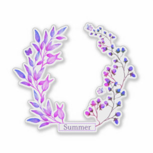 オリジナルデザイン紫色の花と枝 シール