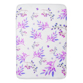 オリジナルデザイン紫色の花と枝 バスマット (正面縦)