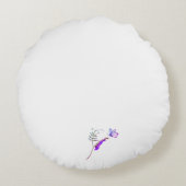 オリジナルデザイン紫色の花と枝 ラウンドクッション (裏面)