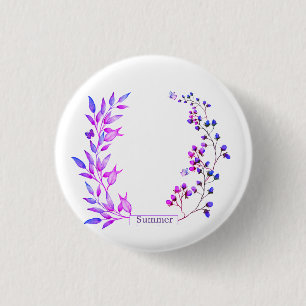 オリジナルデザイン紫色の花と枝 缶バッジ
