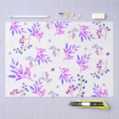 オリジナルデザイン紫色の花と枝 薄葉紙 (クラフト)