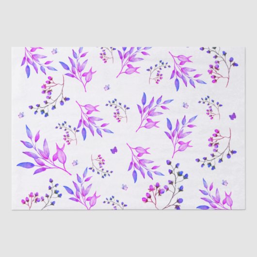 オリジナルデザイン紫色の花と枝 薄葉紙 (正面)