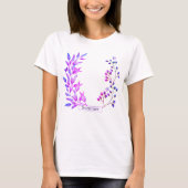 オリジナルデザイン紫色の花と枝 Tシャツ (正面)