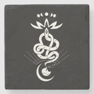 オリジナルデザイン2025ヘビ印刷ライオン ストーンコースター