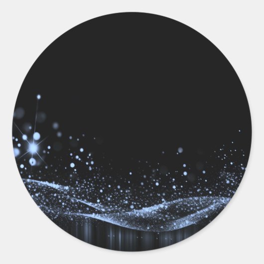 オリジナルデザイン - カスタマイズ可能なグリッターリボン 青 ラウンドシール (正面)