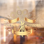 オリジナルデザイン ゴールド バーバー ヘアサロン フロント窓用シール ウィンドウサイン (シート2)