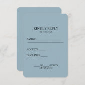 オリジナルデザイン - ダスティーブルー 出欠カード (正面/裏面)