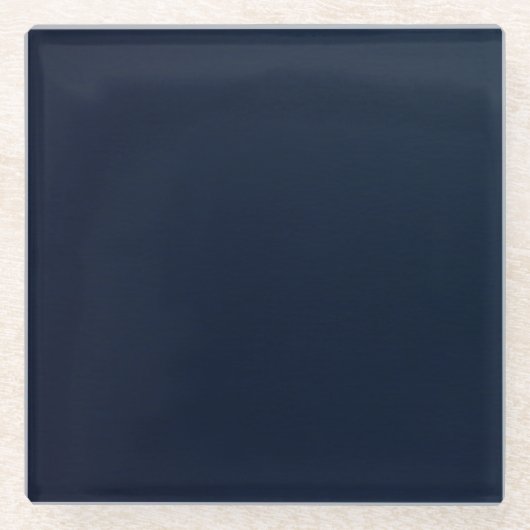 オリジナルデザイン - ダークテクスチャ - ネイビーブルー ガラスコースター (正面)