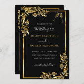 オリジナルデザイン ブラックとゴールドの結婚式招待状をデザインしよう (正面/裏面)