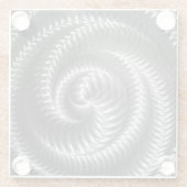 オリジナルデザイン - メタリックスパイラル - シルバー ガラスコースター (裏面)