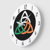 オリジナルトリケトラサークルケルト結び目模様アイルランド国旗 ラージ壁時計 (傾斜)