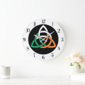 オリジナルトリケトラサークルケルト結び目模様アイルランド国旗 ラージ壁時計 (ホーム)