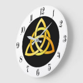 オリジナルトリケトラ円ケルト結び目模様アイルランド金ゴールド ラージ壁時計 (傾斜)