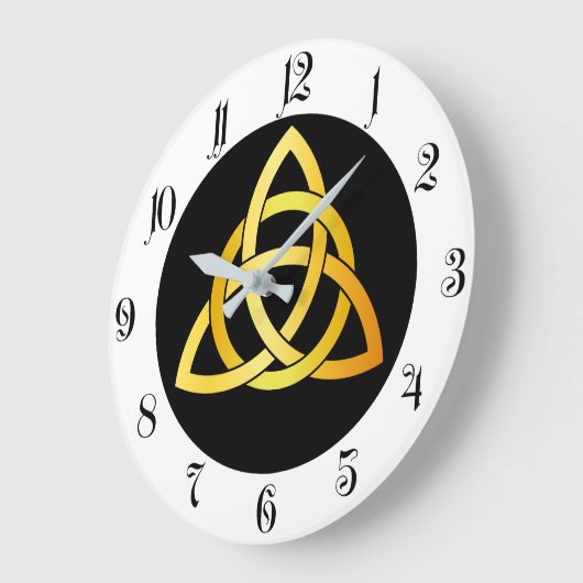 オリジナルトリケトラ円ケルト結び目模様アイルランド金ゴールド ラージ壁時計 (傾斜)