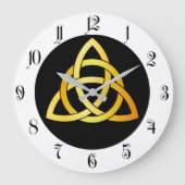 オリジナルトリケトラ円ケルト結び目模様アイルランド金ゴールド ラージ壁時計 (正面)